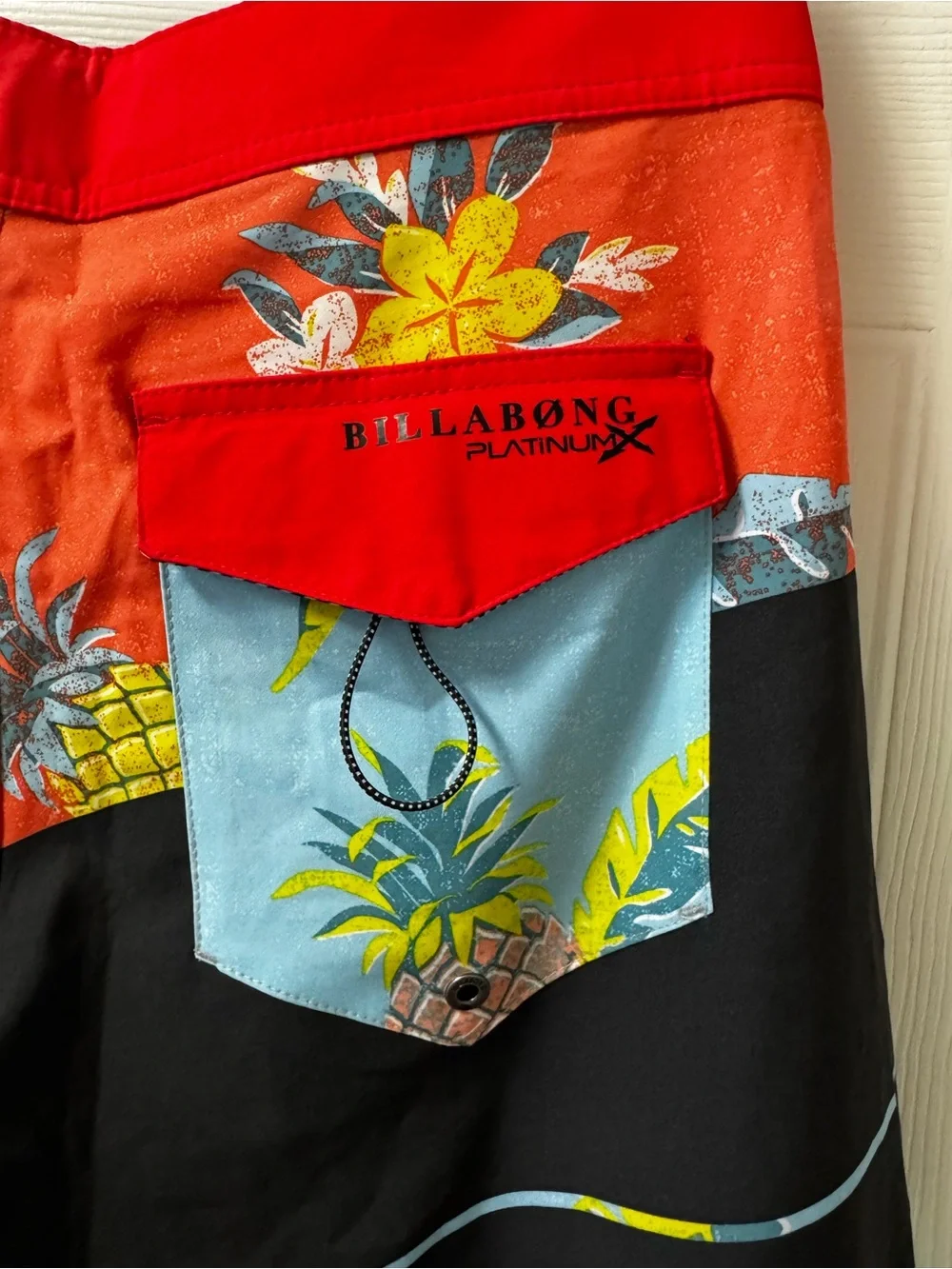 Billabong Men’s Red, Black & Light Blue Pineapple Board Shorts
